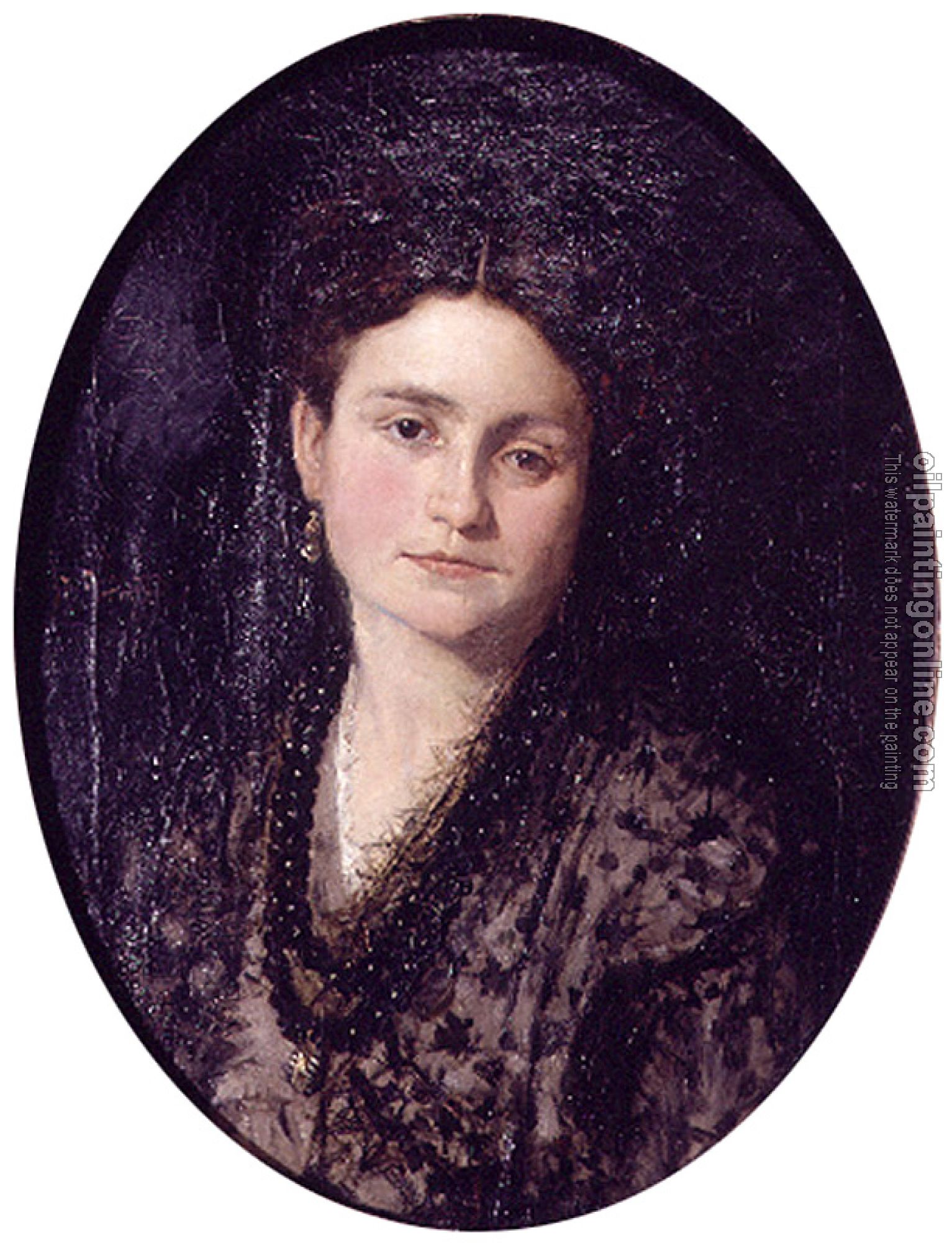 Ignacio Pinazo Camarlench - Retrato de Dona Teresa Martinez esposa del pintor